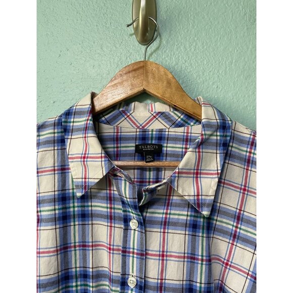 Talbots Plus Petite Women's Blue and Pink Plaid Shirt with Silver Lining Size 2x - Picture 3 of 8